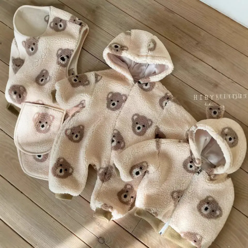 Baby Bear Head Plush Hooded Sweater Set for Boys Winter - Image 3