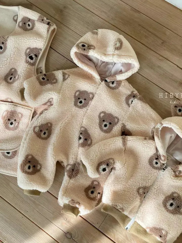 Baby Bear Head Plush Hooded Sweater Set for Boys Winter — feature 1