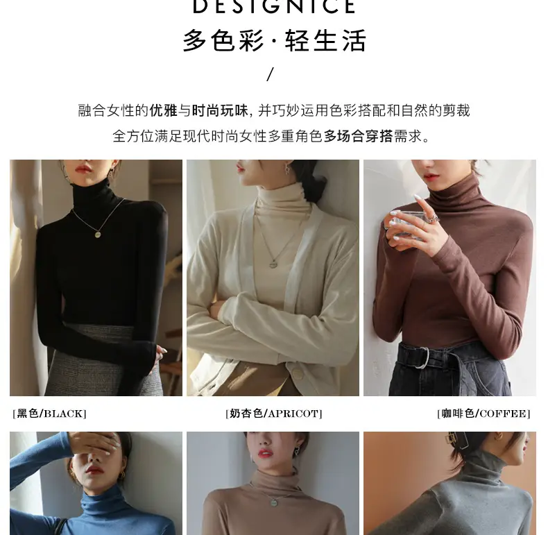 Women Blue Velvet Turtleneck Shirt Autumn Winter — feature 12