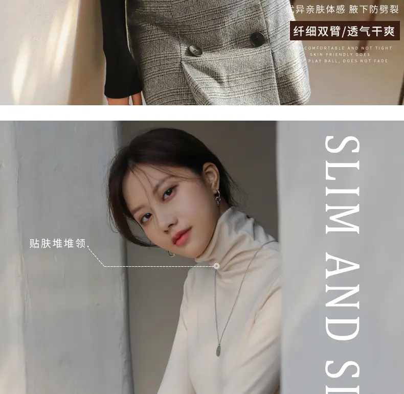 Women Blue Velvet Turtleneck Shirt Autumn Winter — feature 18