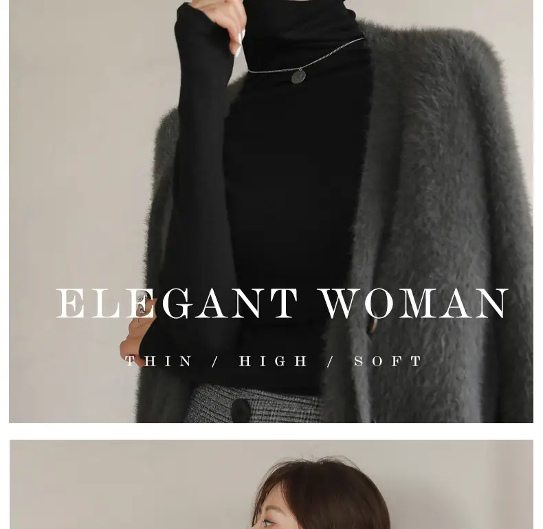 Women Blue Velvet Turtleneck Shirt Autumn Winter — feature 23