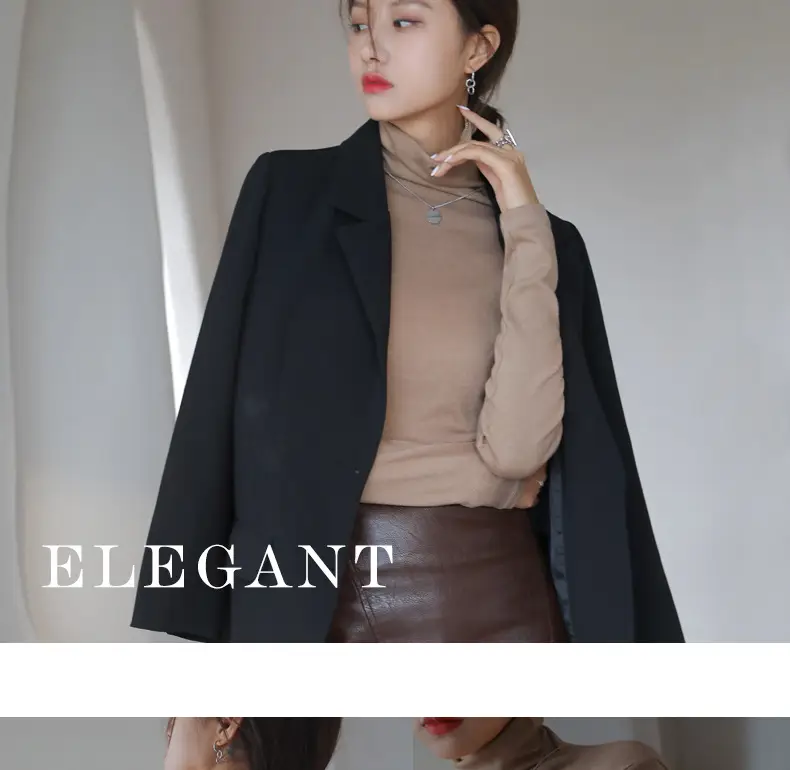 Women Blue Velvet Turtleneck Shirt Autumn Winter — feature 26