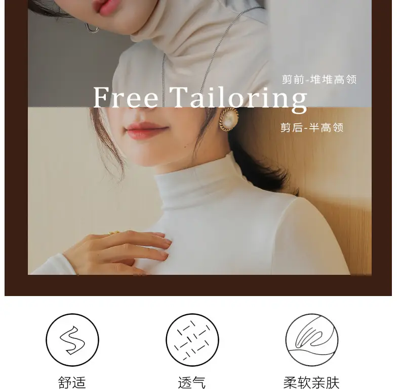Women Blue Velvet Turtleneck Shirt Autumn Winter — feature 9