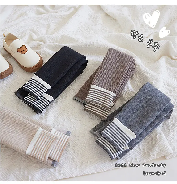 Children's Velvet Leggings Winter Warm Striped Cotton — feature 3