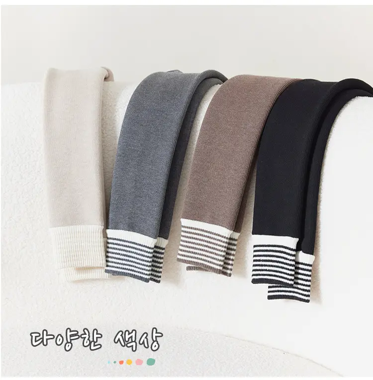 Children's Velvet Leggings Winter Warm Striped Cotton — feature 6