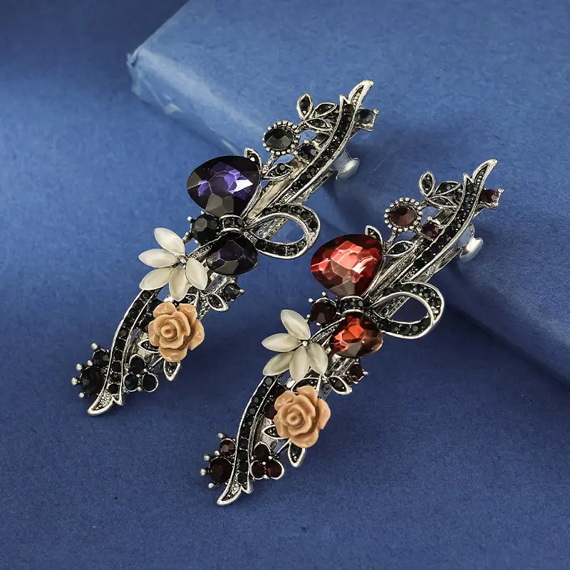 Crystal Flower Hair Clip for Women Elegant Spring Ponytail - Image 5