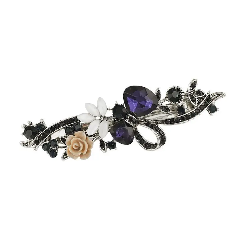 Crystal Flower Hair Clip for Women Elegant Spring Ponytail - Image 7
