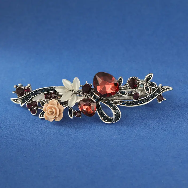 Crystal Flower Hair Clip for Women Elegant Spring Ponytail - Image 2