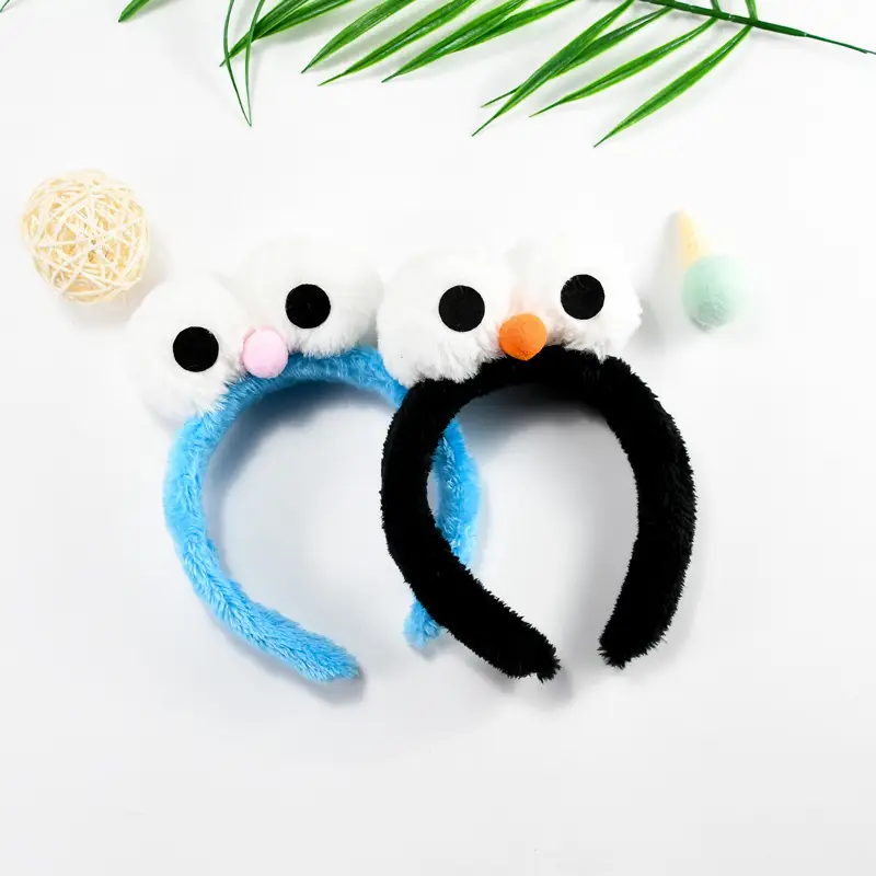 Cartoon Plush Big Eyes Headbands Set of 6