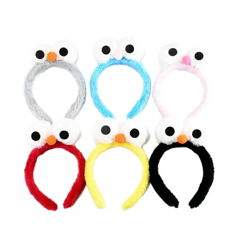 Cartoon Plush Big Eyes Headbands Set of 6
