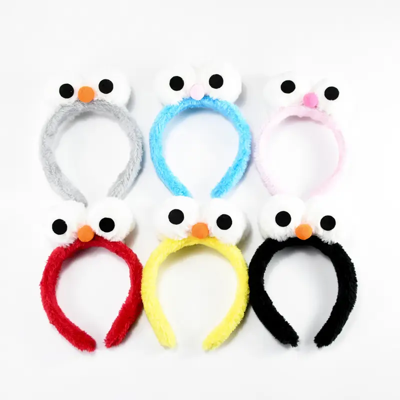 Cartoon Plush Big Eyes Headbands Set of 6