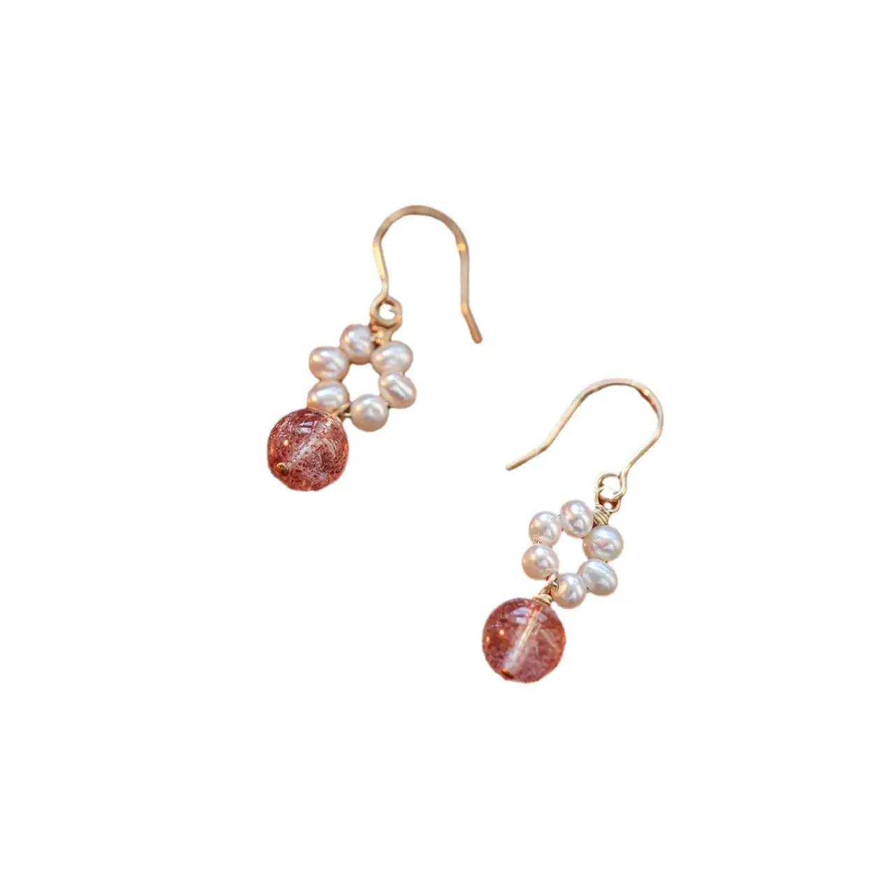 Natural Ice Penetrant Pearl Crystal Earrings Gold 14K - Image 6