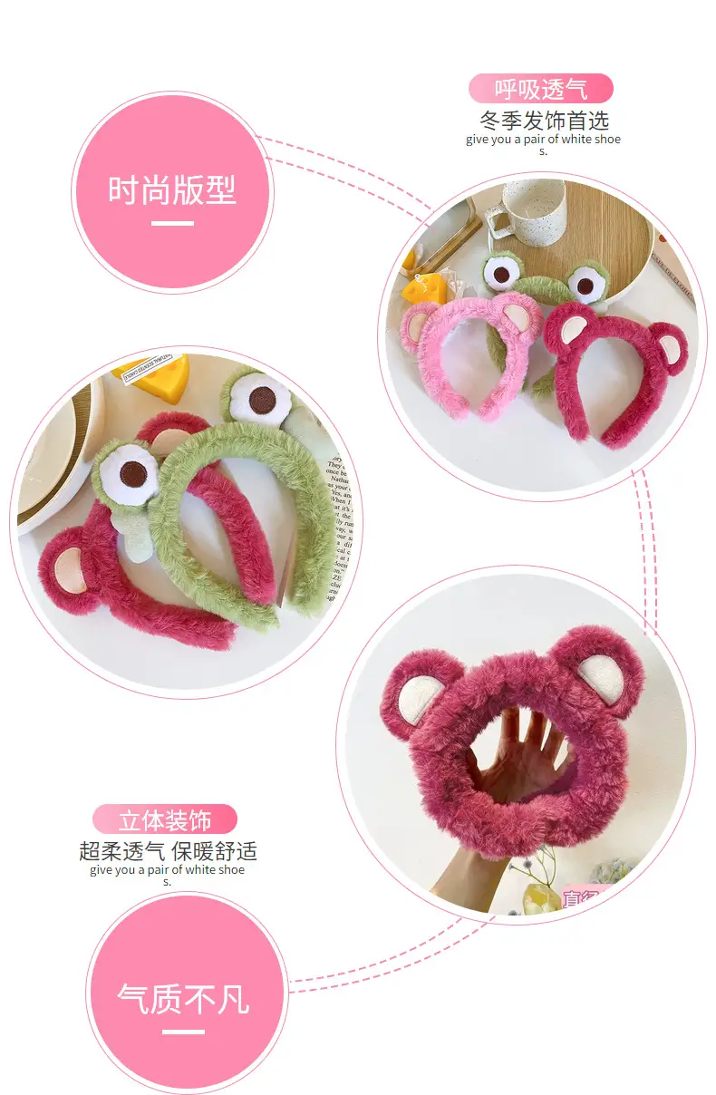 Sweet Strawberry Bear Ear Hairband Green — feature 5