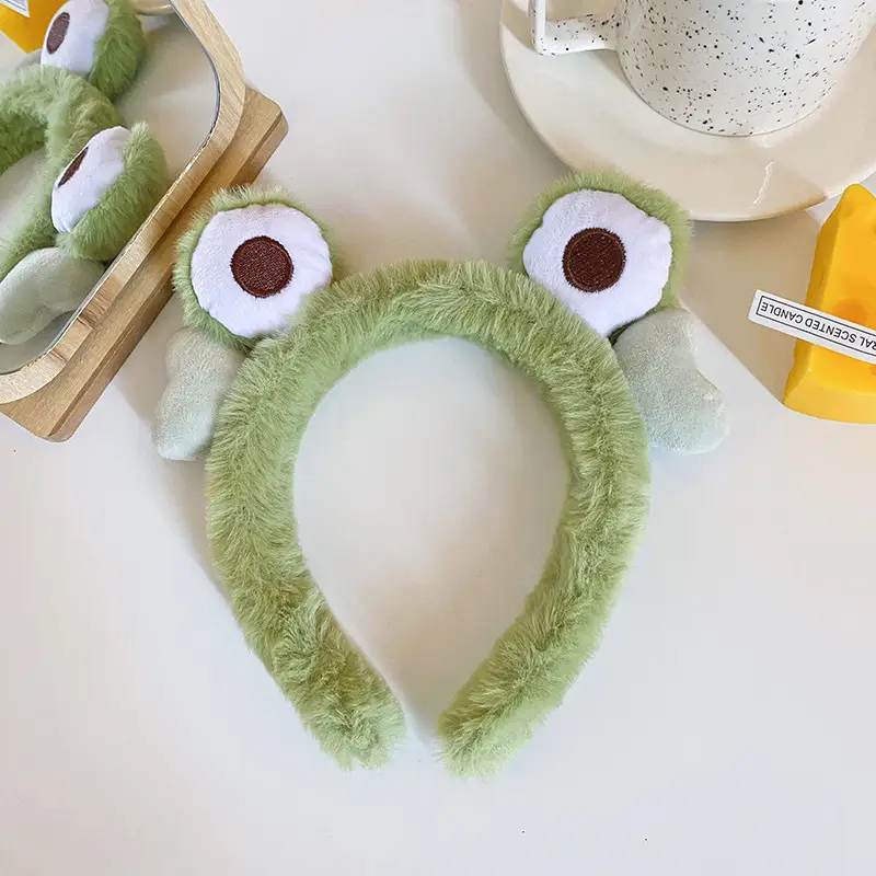 Green Fuzzy Frog Headband for Girls