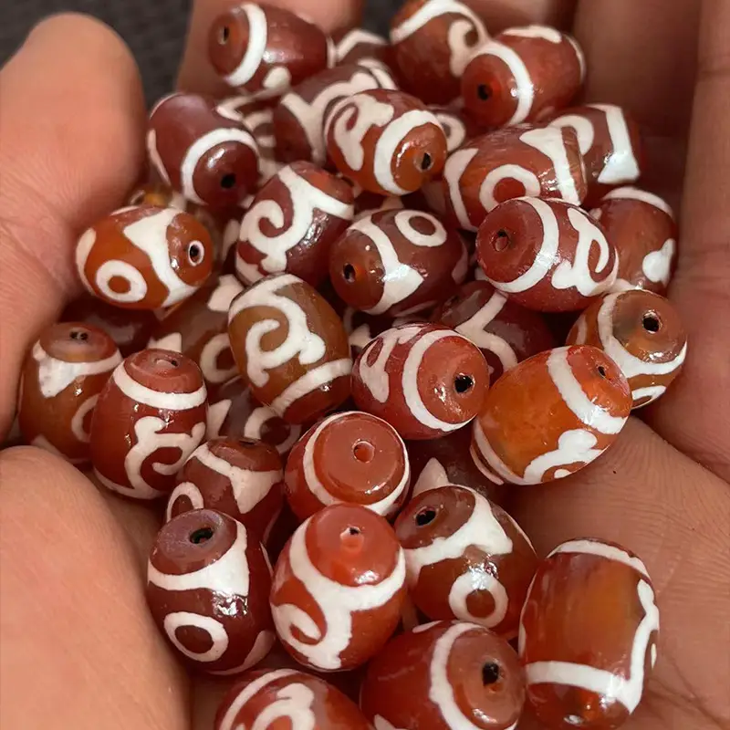 Wholesale Xizang Dzi Beads Coffee Color 14mm Antique Pattern