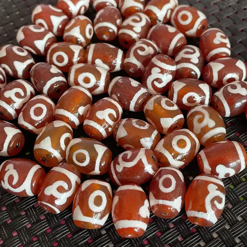 Wholesale Xizang Dzi Beads Coffee Color 14mm Antique Pattern