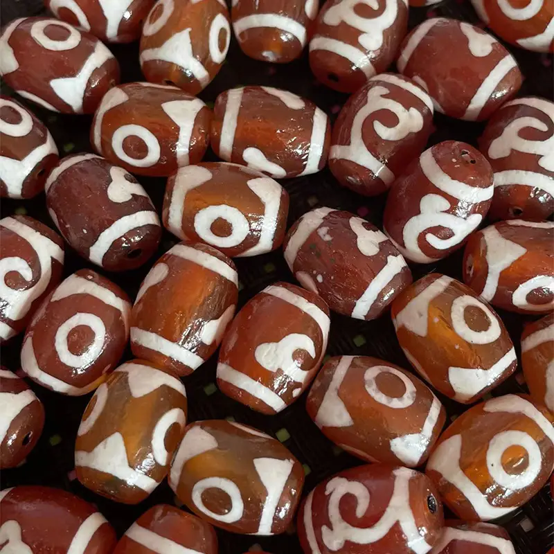 Wholesale Xizang Dzi Beads Coffee Color 14mm Antique Pattern