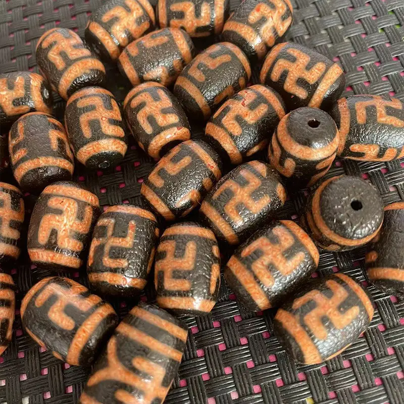 Xizang Natural Agate 13x18mm Orange Peel Pattern beads - Image 3