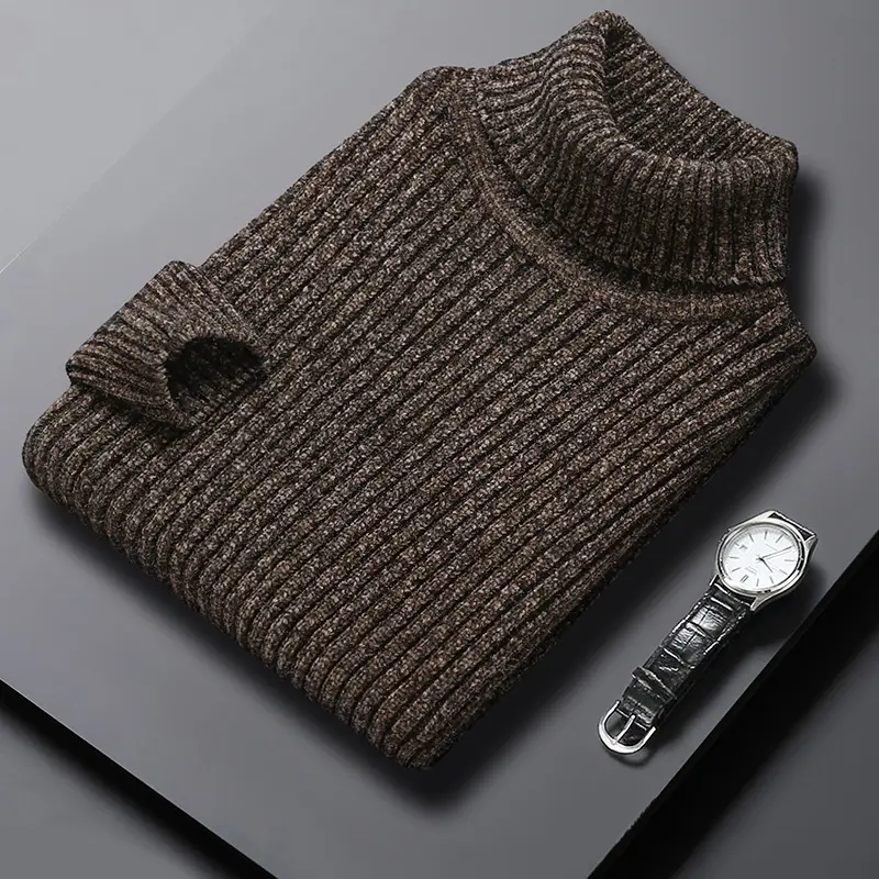 Men's Black Knitted Half-Turtleneck Sweater Winter Warm - Image 2