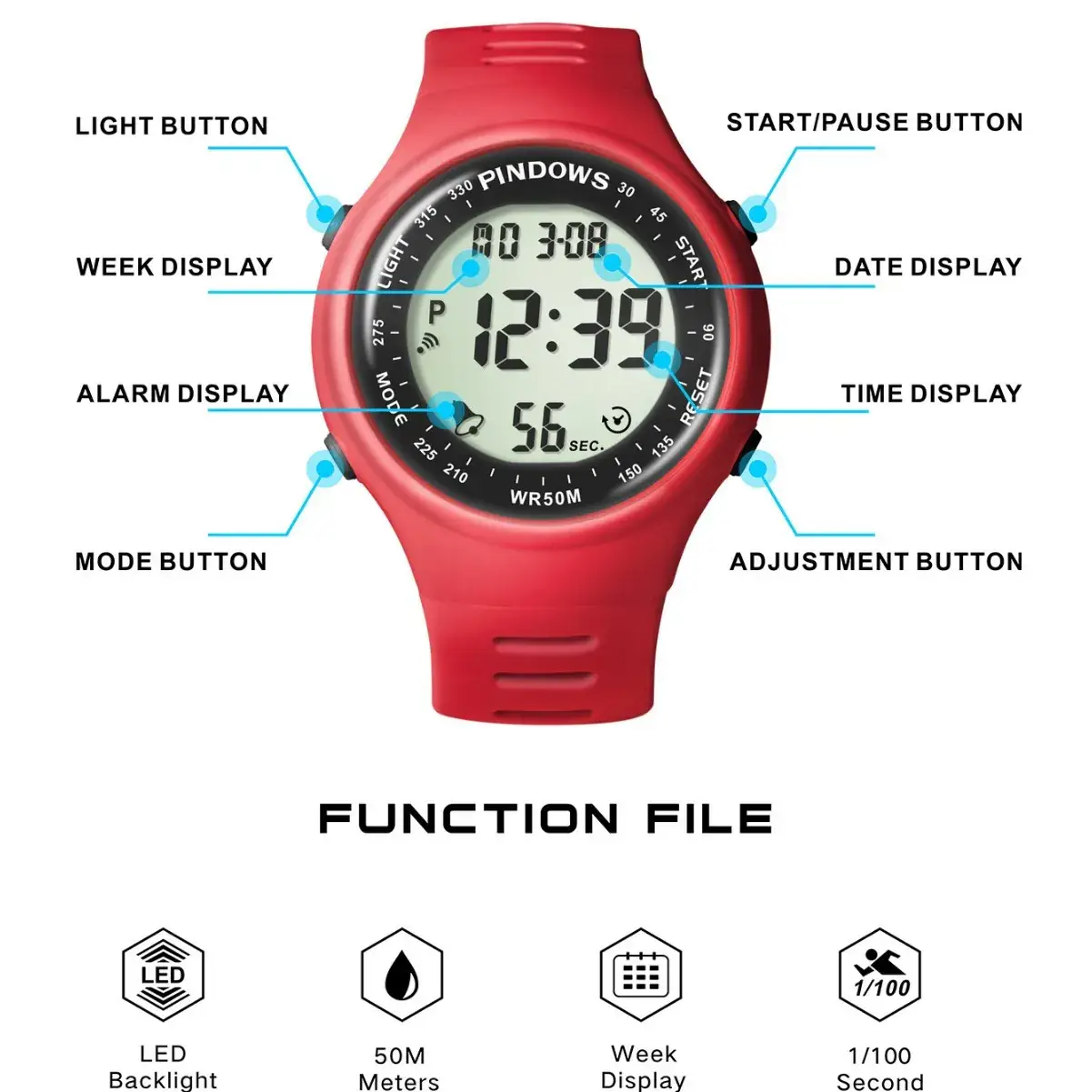 Orange Digital Sports Watch for Boys