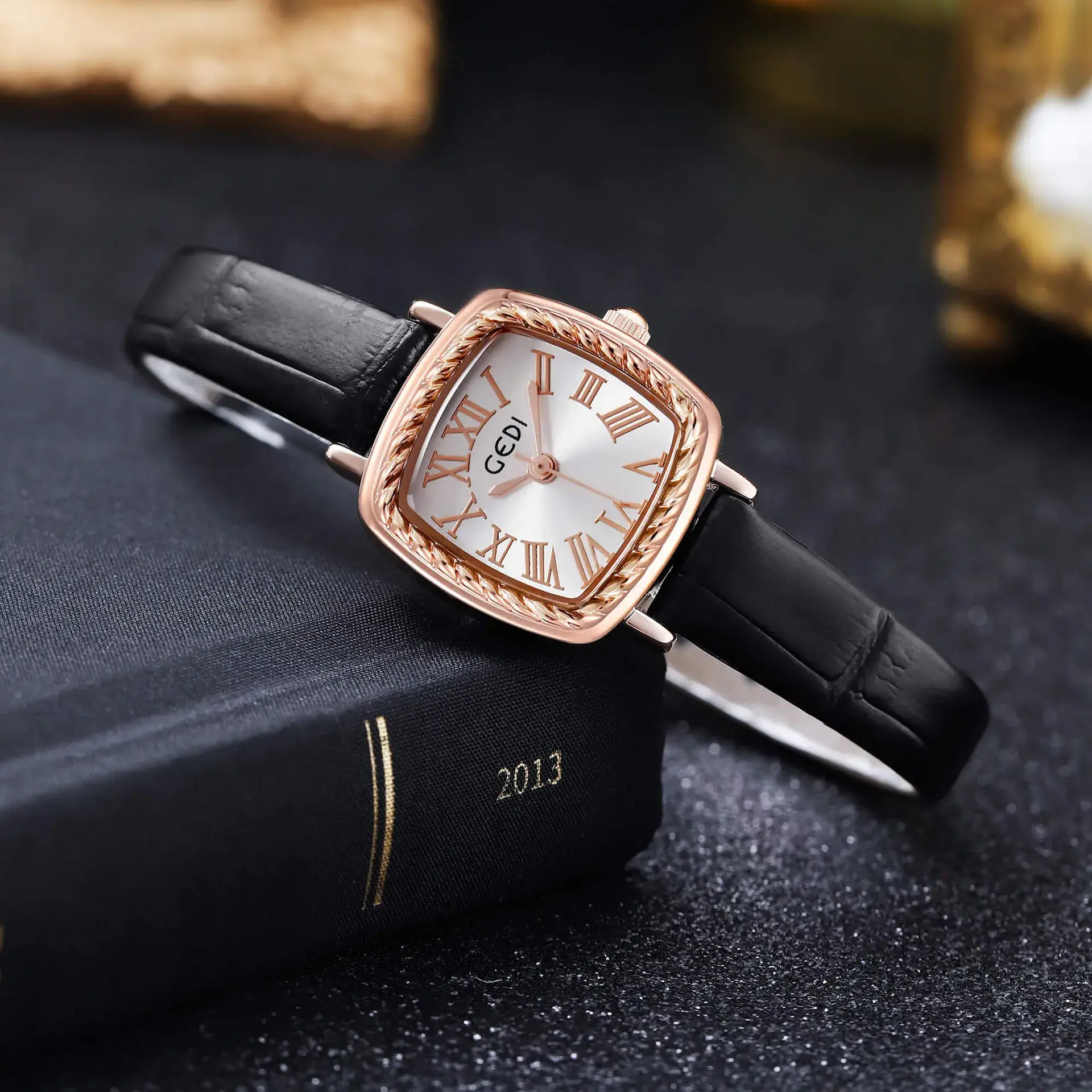 Gold Square Dial Women's Quartz Waterproof Wristwatch - Image 5