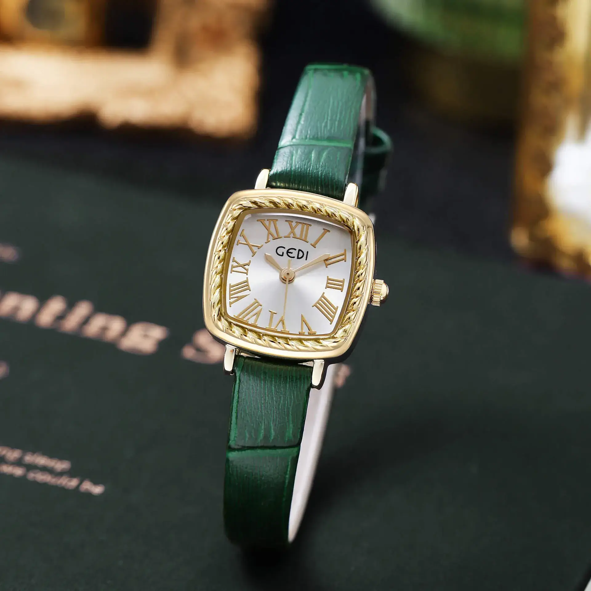 Gold Square Dial Women's Quartz Waterproof Wristwatch - Image 6