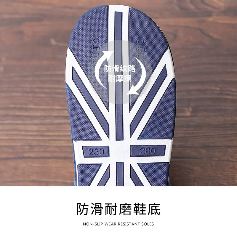 Men's Blue Checkered Korean Home Slippers Warm Winter