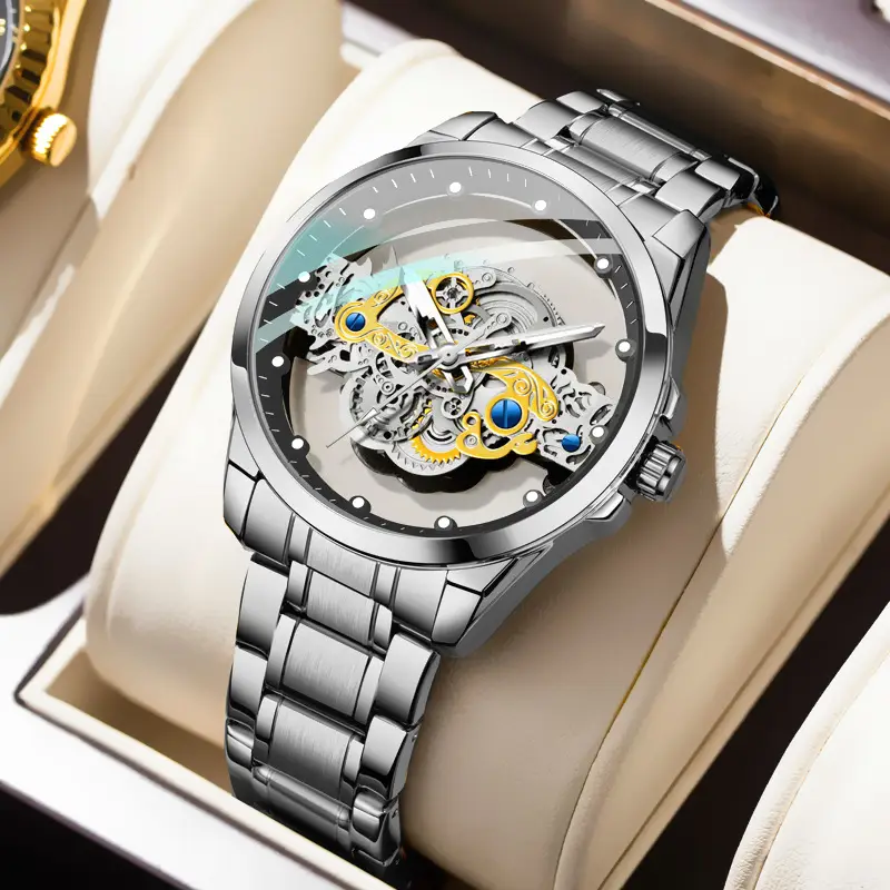 New hollow transparent full-automatic men's watch waterproof luminous foreign trade cross-border tremolo AliExpress a generation of hair