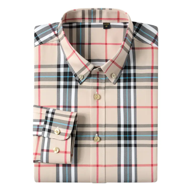Men's Blue Striped Long Sleeve Shirt Elastic Anti-Wrinkle - Image 36