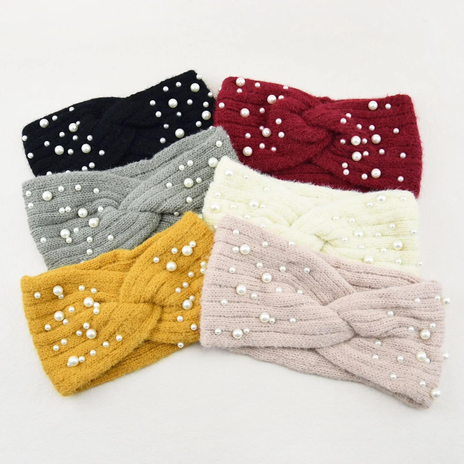 Woven Pearl Wool Headband for Women