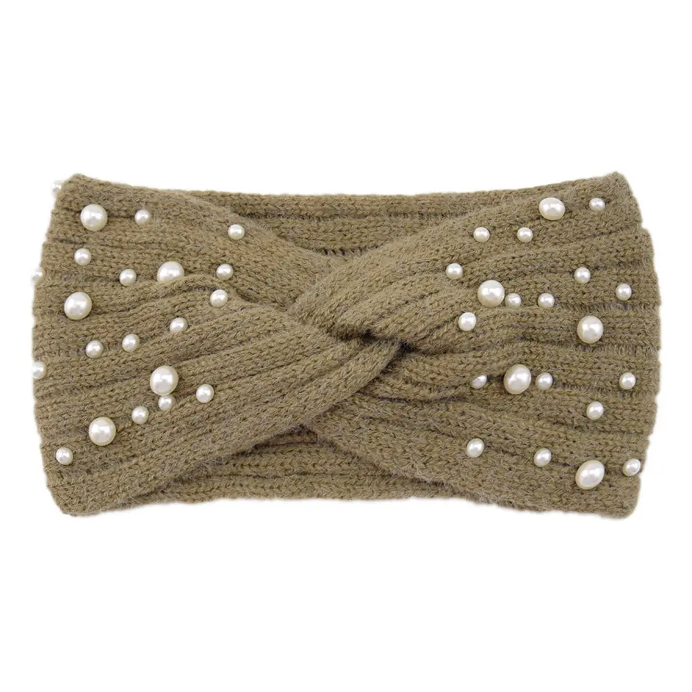 Woven Pearl Wool Headband for Women