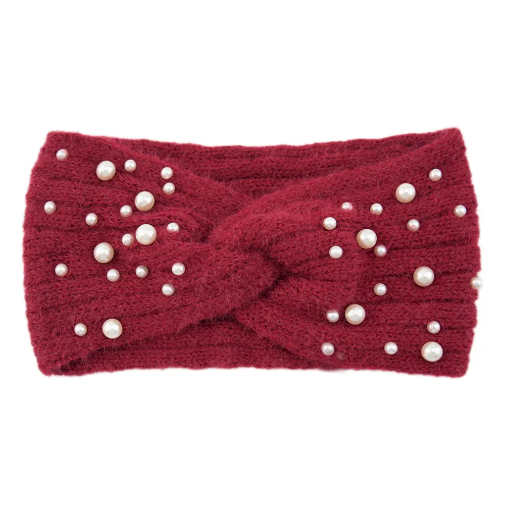 Woven Pearl Wool Headband for Women