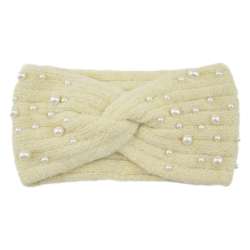 Woven Pearl Wool Headband for Women