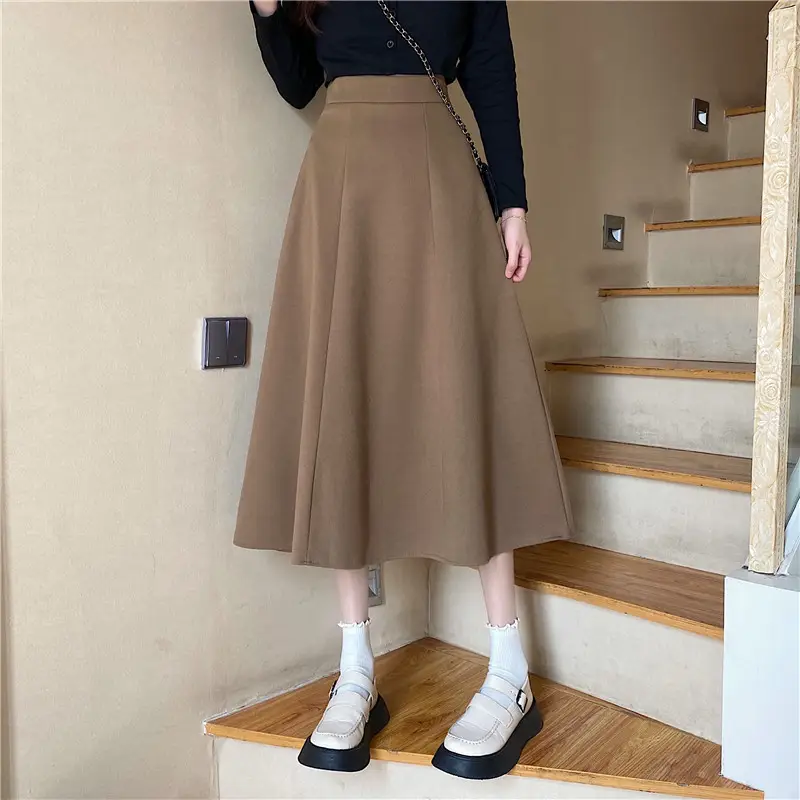 Woolen A-Line Skirt Black High Waist 2022 — feature 2