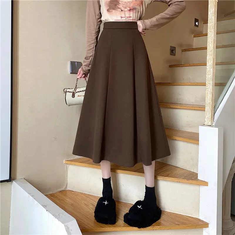 Woolen A-Line Skirt Black High Waist 2022 - Image 3