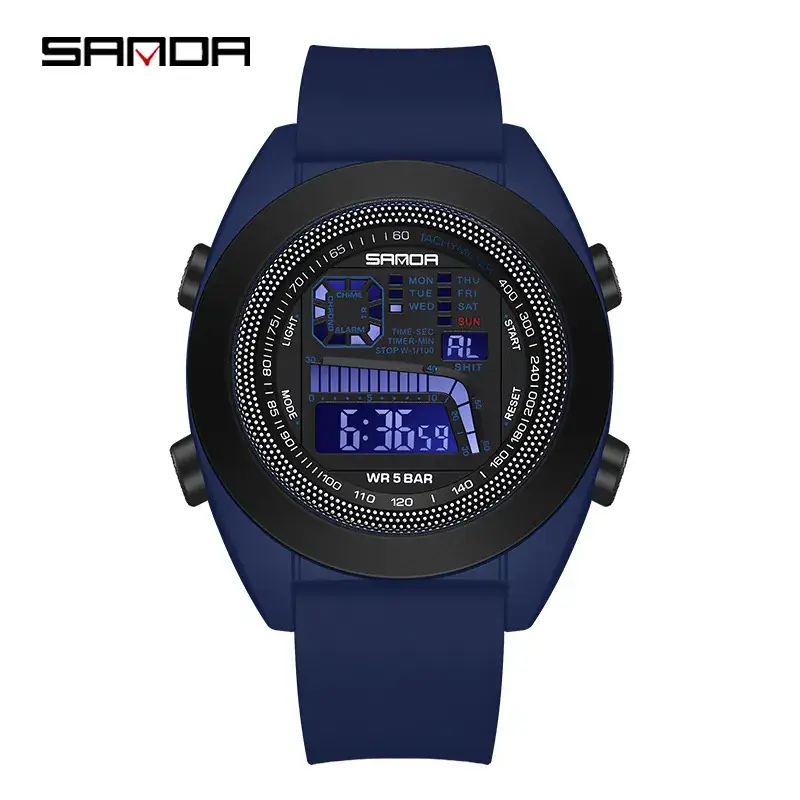 Sanda Digital Watch Black Waterproof 9025 - Image 4