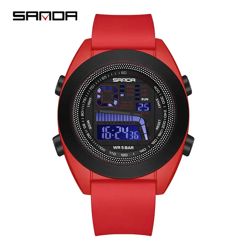 Sanda Digital Watch Black Waterproof 9025 - Image 5