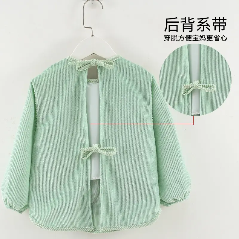 Baby Waterproof Smocks Yellow Green Cat Design - Image 8