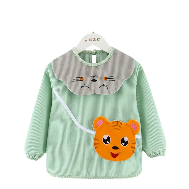 Baby Waterproof Smocks Yellow Green Cat Design - Image 9