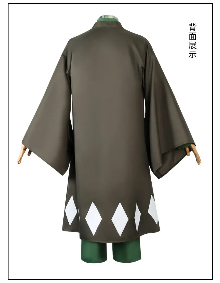 Anime Kimono Hat Green White Striped Anime Game Suit — feature 7
