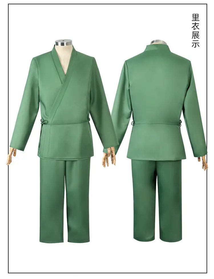 Anime Kimono Hat Green White Striped Anime Game Suit — feature 8