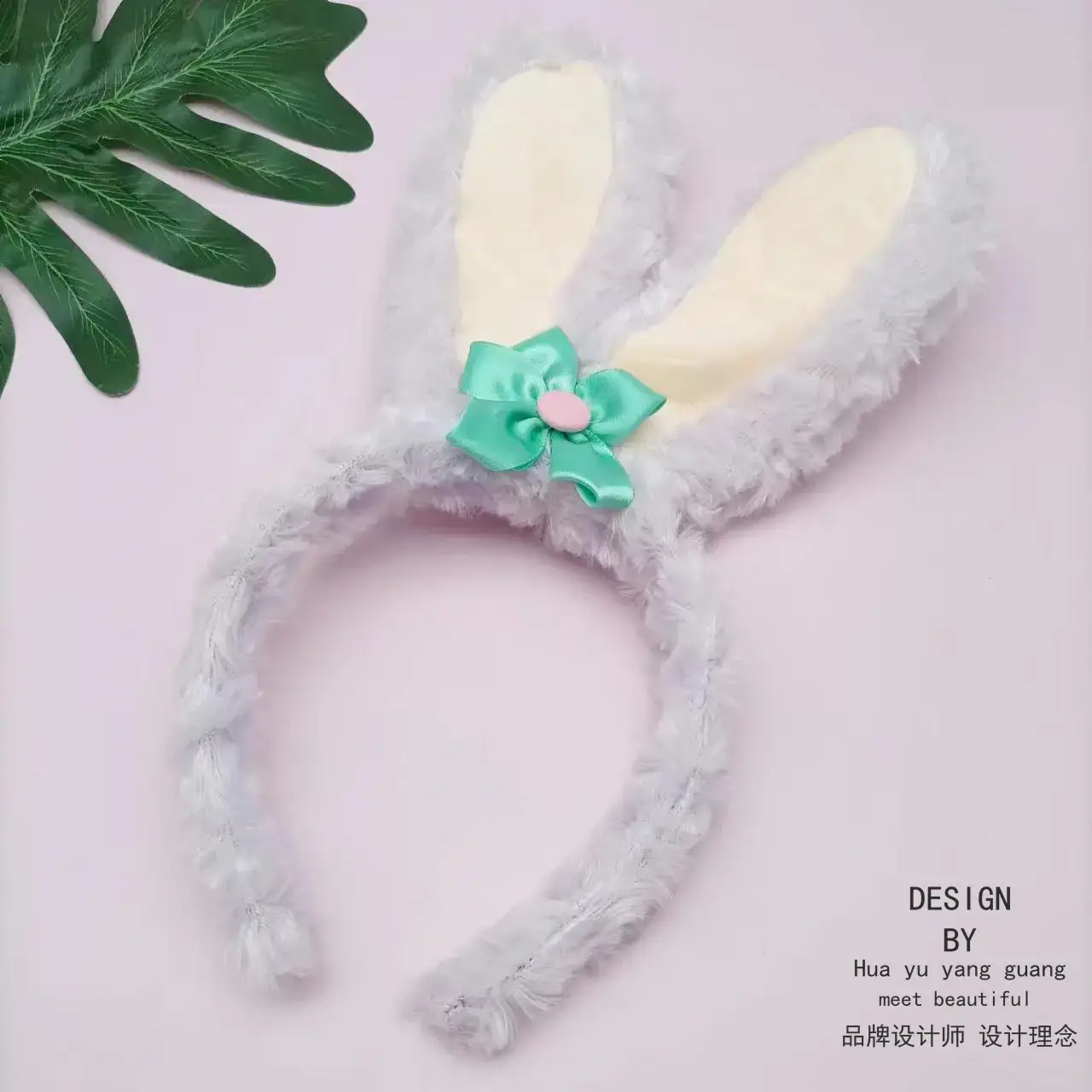 Cute Bunny Hairband with Strawberry Bow for Girls - Image 4