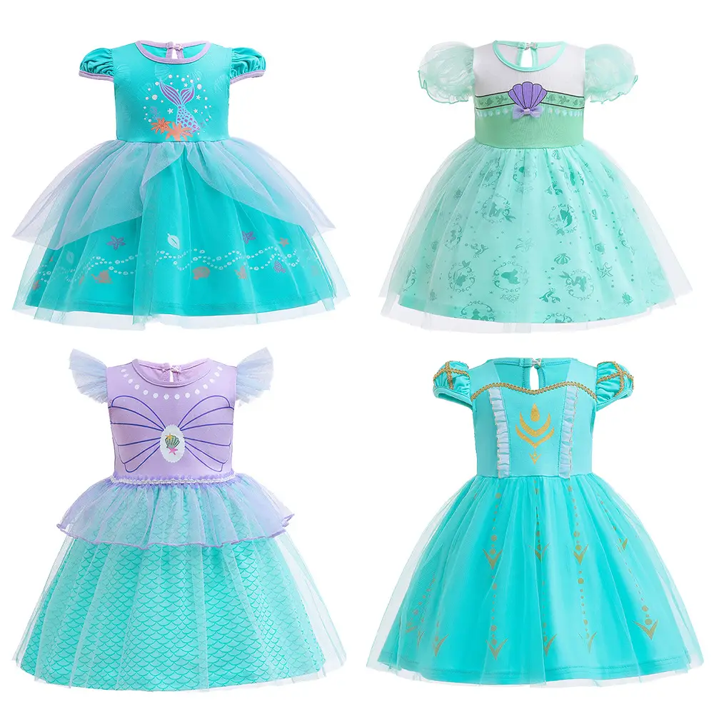 Girls Princess Dresses Ice Snow Elsa Belle Halloween Costume - Image 12