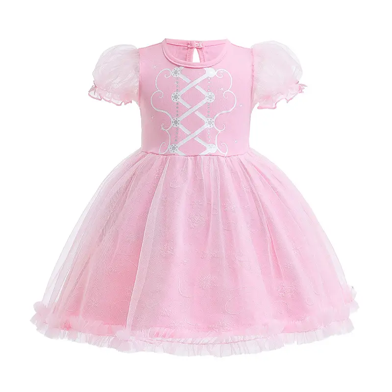 Girls Princess Dresses Ice Snow Elsa Belle Halloween Costume - Image 3