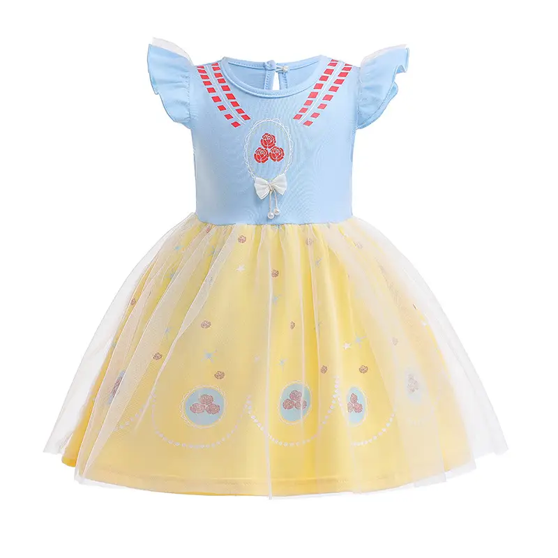 Girls Princess Dresses Ice Snow Elsa Belle Halloween Costume - Image 5