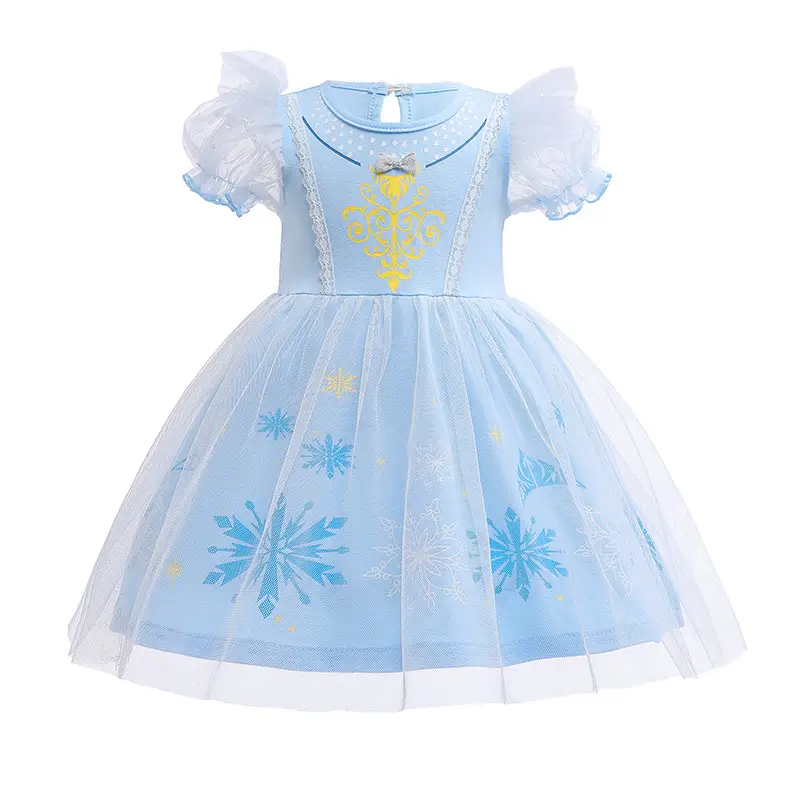 Girls Princess Dresses Ice Snow Elsa Belle Halloween Costume - Image 7