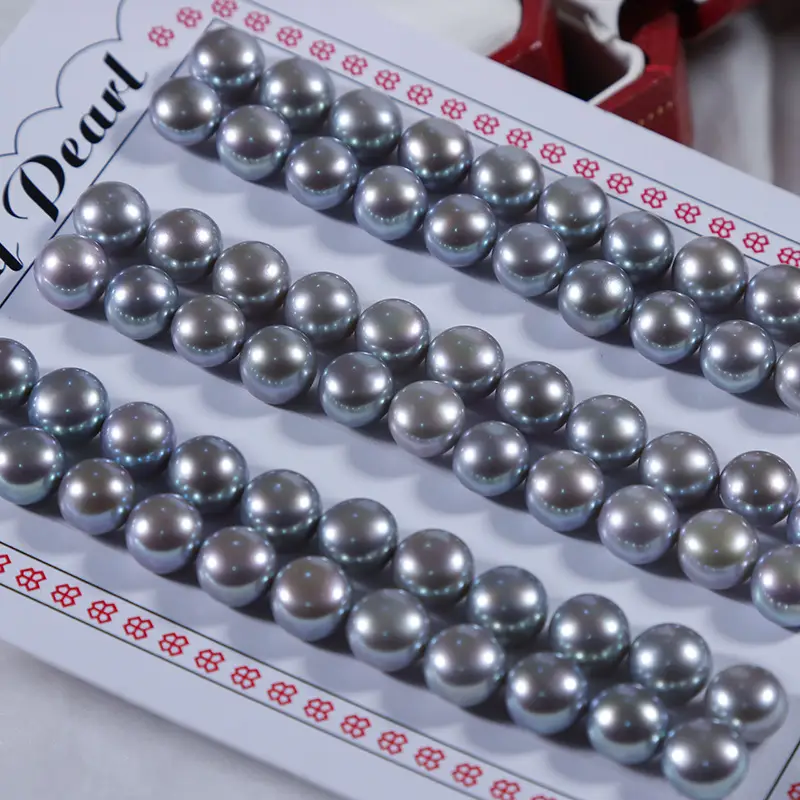 4A Gray Natural Freshwater Pearl Earrings 8-8.5mm - Image 4
