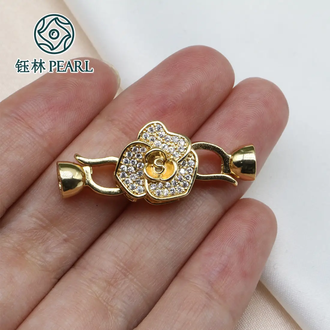 14K Gold Zircon Oval Buckle Necklace Bracelet - Image 2