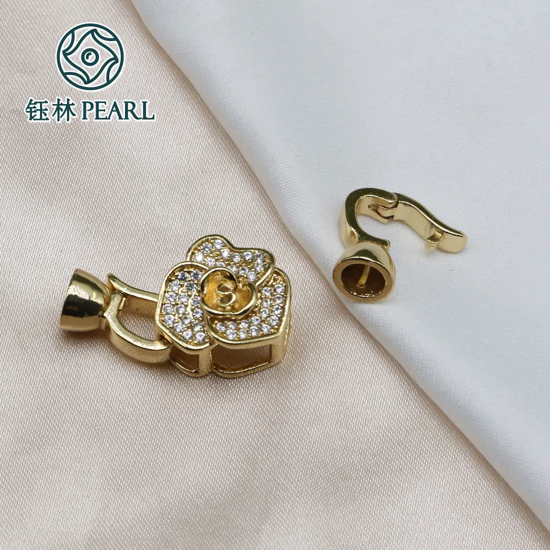 14K Gold Zircon Oval Buckle Necklace Bracelet - Image 3
