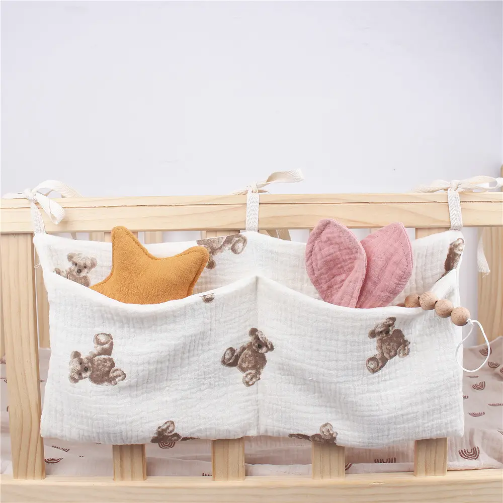Double Layer Cotton Baby Storage Bag with Bear Print - Image 8